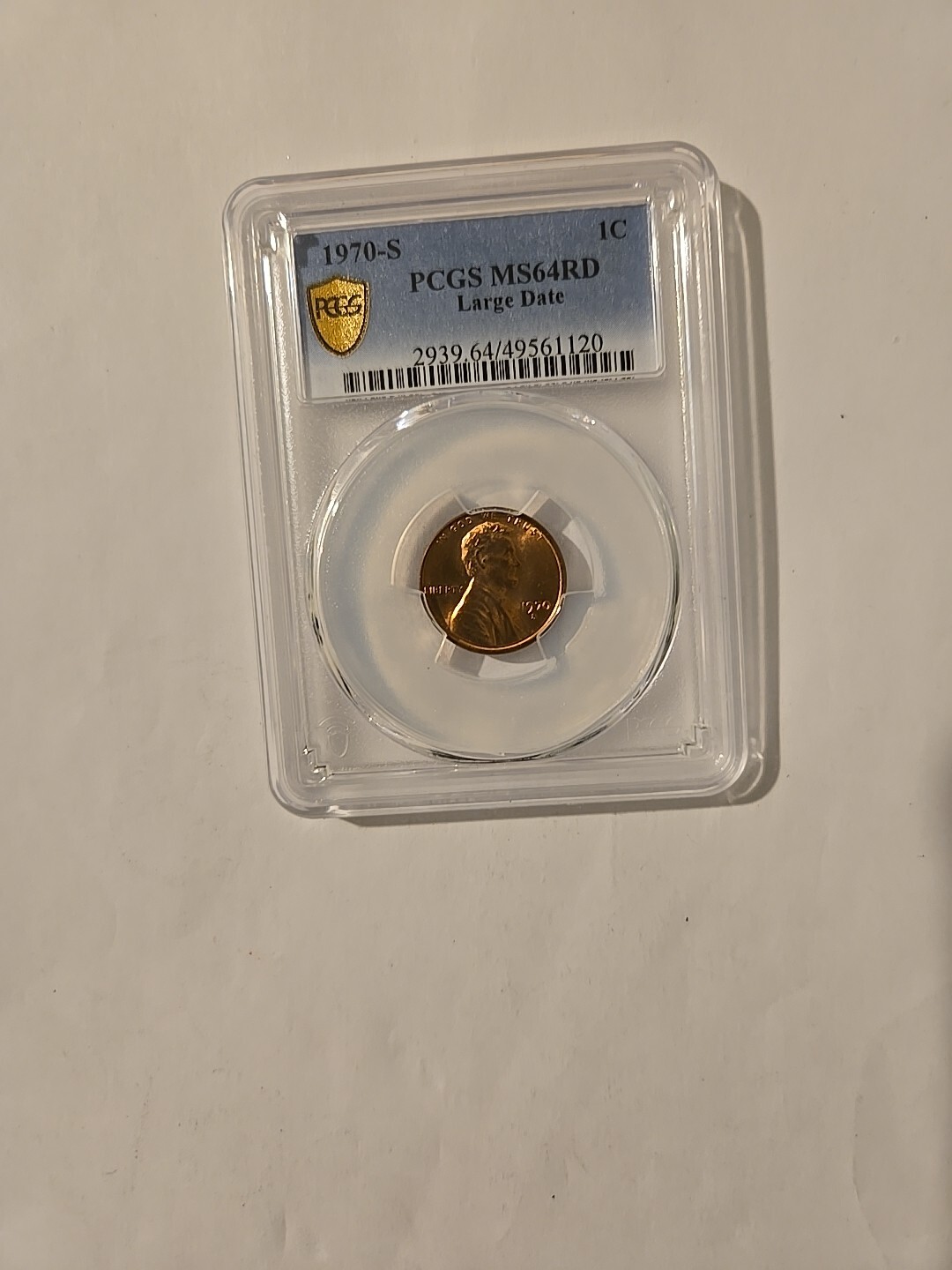 1970-S 1C RD Large Date Lincoln Memorial Cent-PCGS #2939 Grade MS64RD--153-1