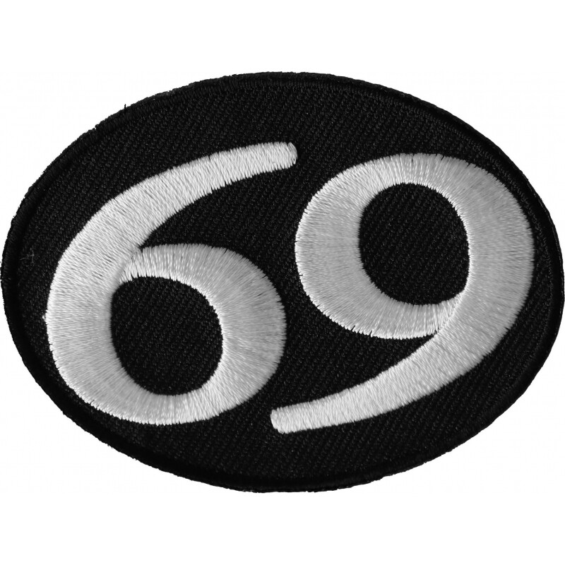 Patch, Embroidered Patch (Iron-On or Sew-On), 69 Sex Patch Oval, 2.75" x 2"