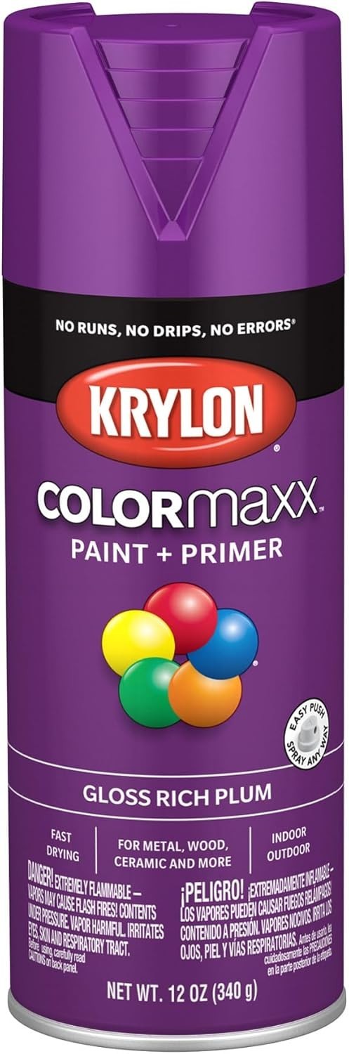 Rust Resistant 12oz Krylon COLORmaxx Gloss Rich Plum Spray Paint - DIY Essential