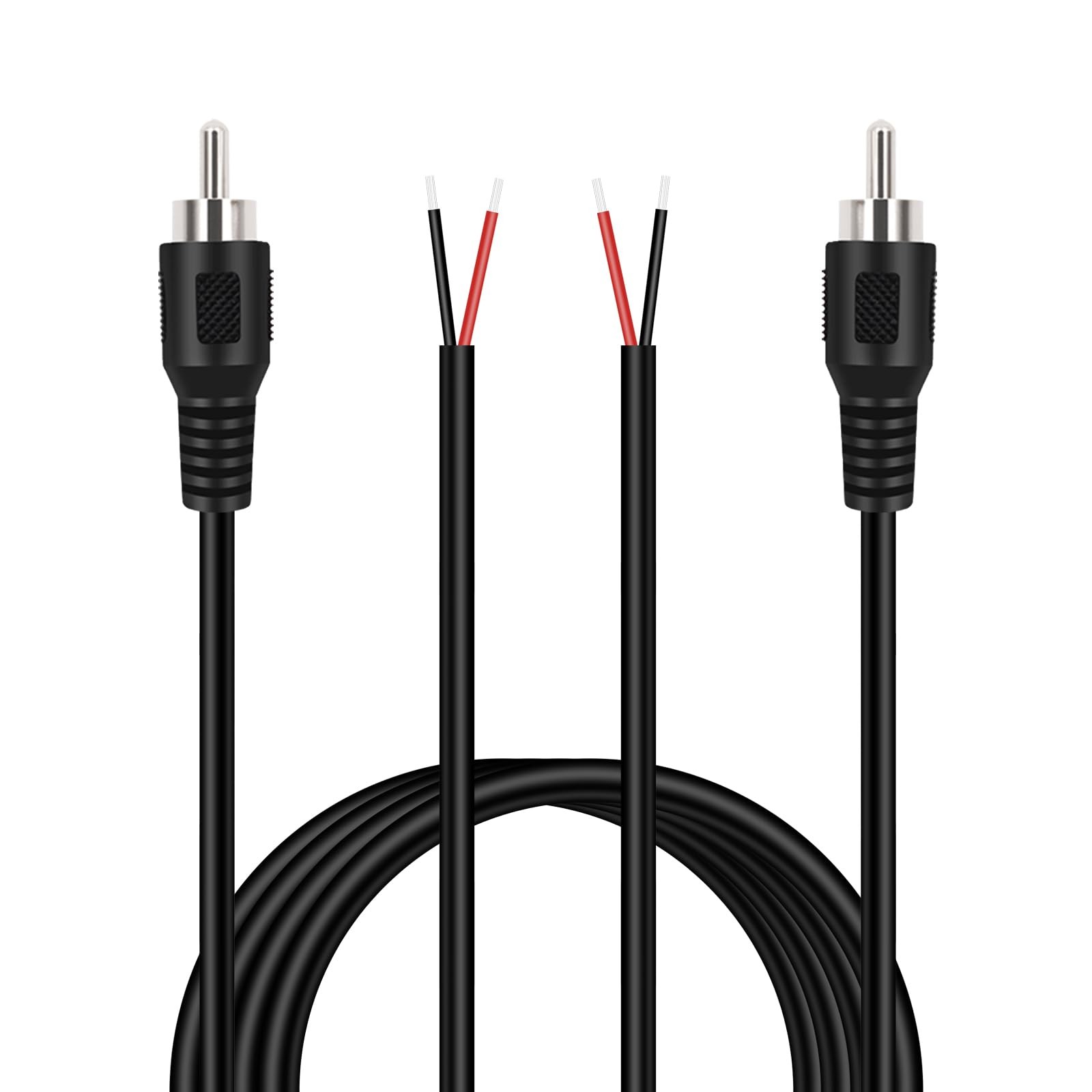 Fancasee RCA to Speaker Wire, 2-Pack 6FT Male Plug Jack 6 ft, Black