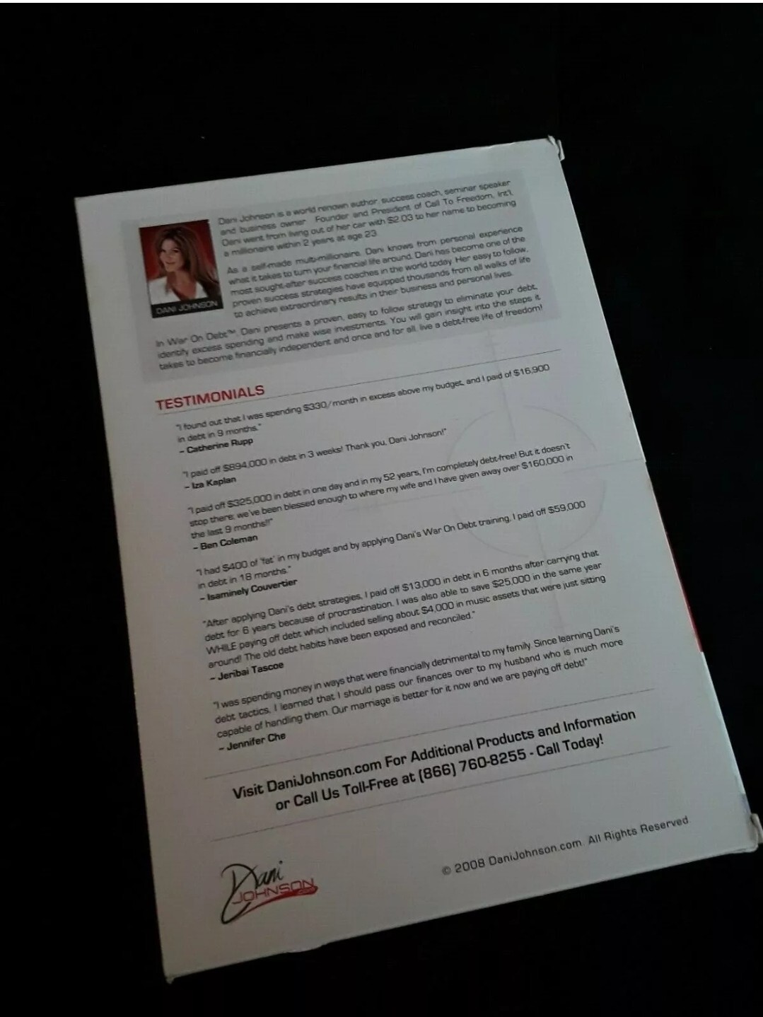 Dani Johnson WAR ON DEBT SET Home Study Program DVDs WORKBOOK 