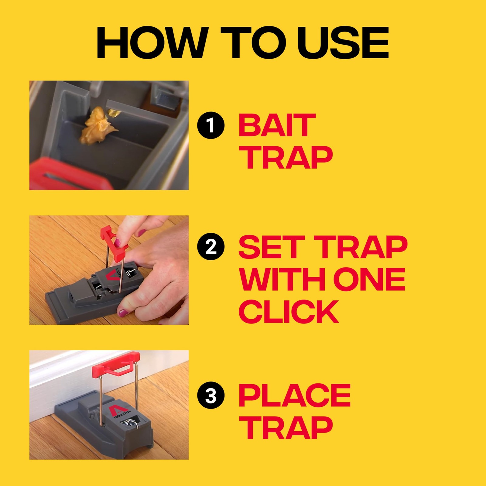 Victor M123Ssr Quick-Kill Easy Set Mouse Trap 6 Reusable Victor Mouse Traps