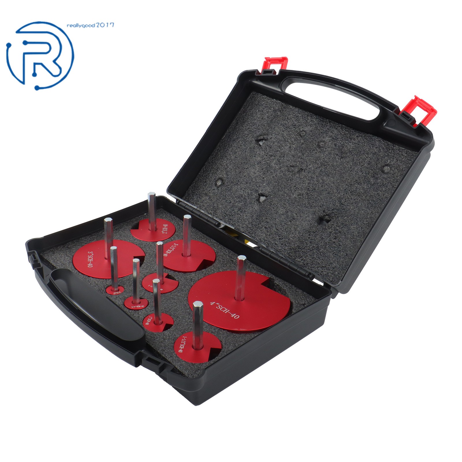 9Pcs PVC Fitting Pipe Reamer Tool Kit w/ 1/2" - 4" Reamers Hub Socket Saver Set