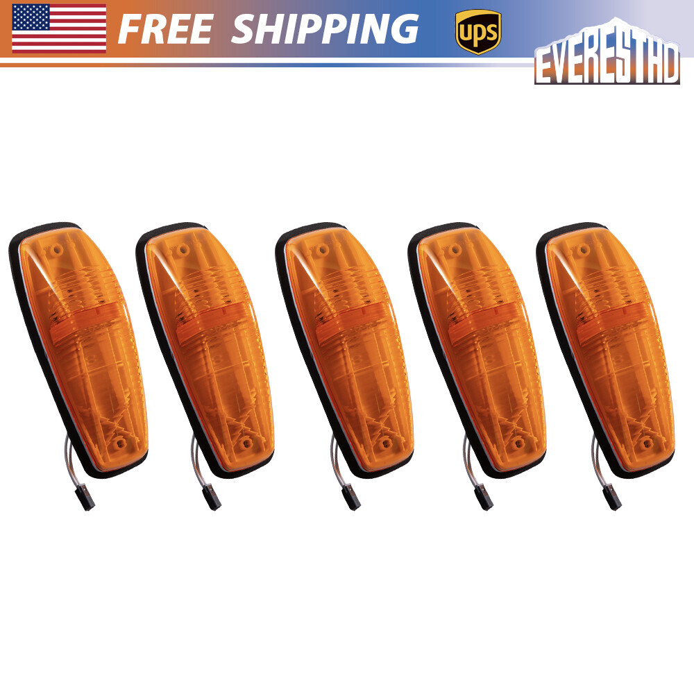 5Pcs Fit For Mack CH CXU Truck Cab Marker Roof Light Amber LED Running Top Lamp