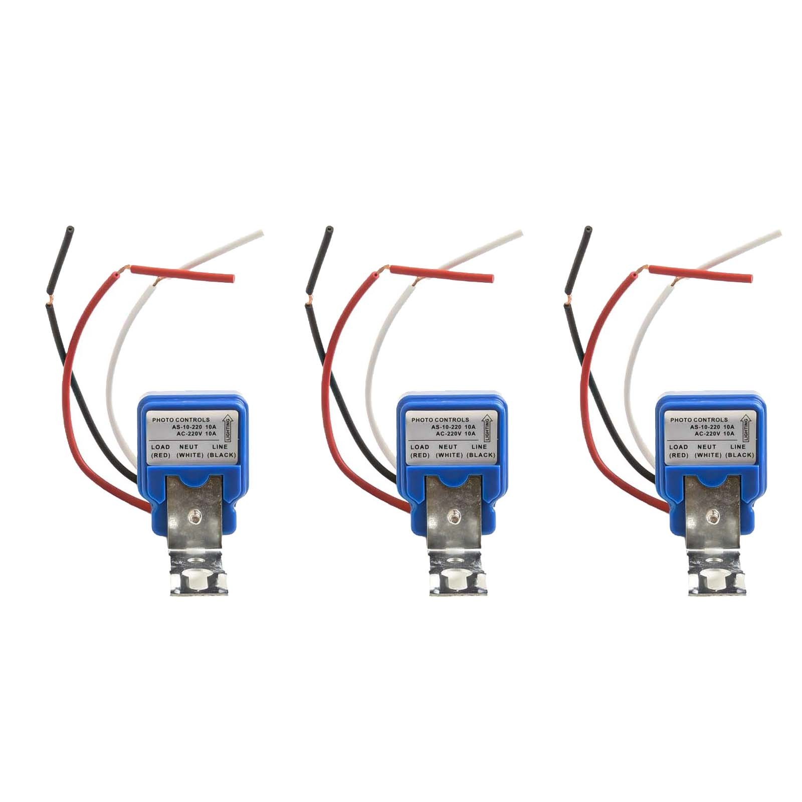 Auto On Off Light Sensors Pack of 3 for Street and Garden Lighting Needs
