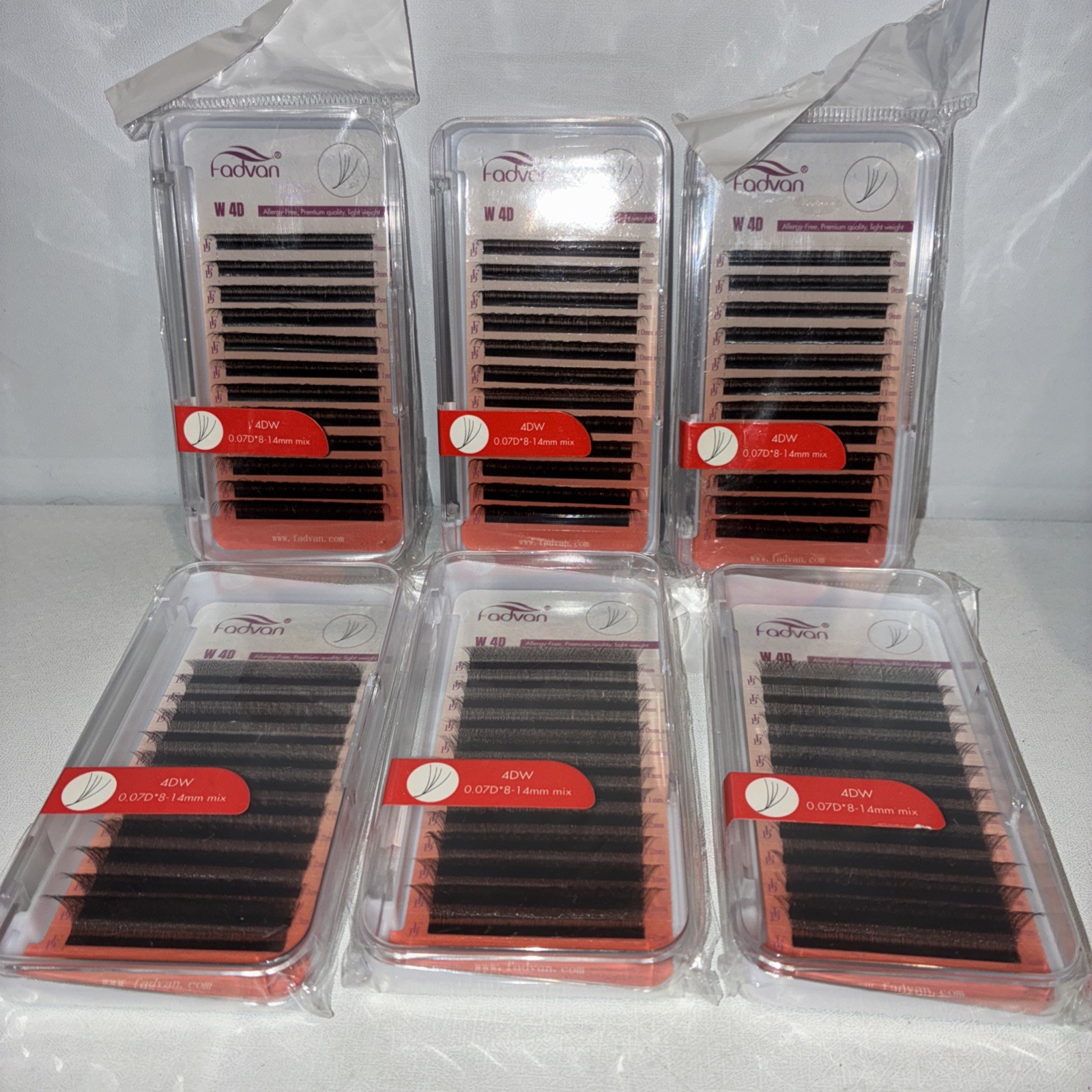 Lot Of 6-Fadvan W4D Fan Individual  Lashes 0.07D-*8-14mm Mix