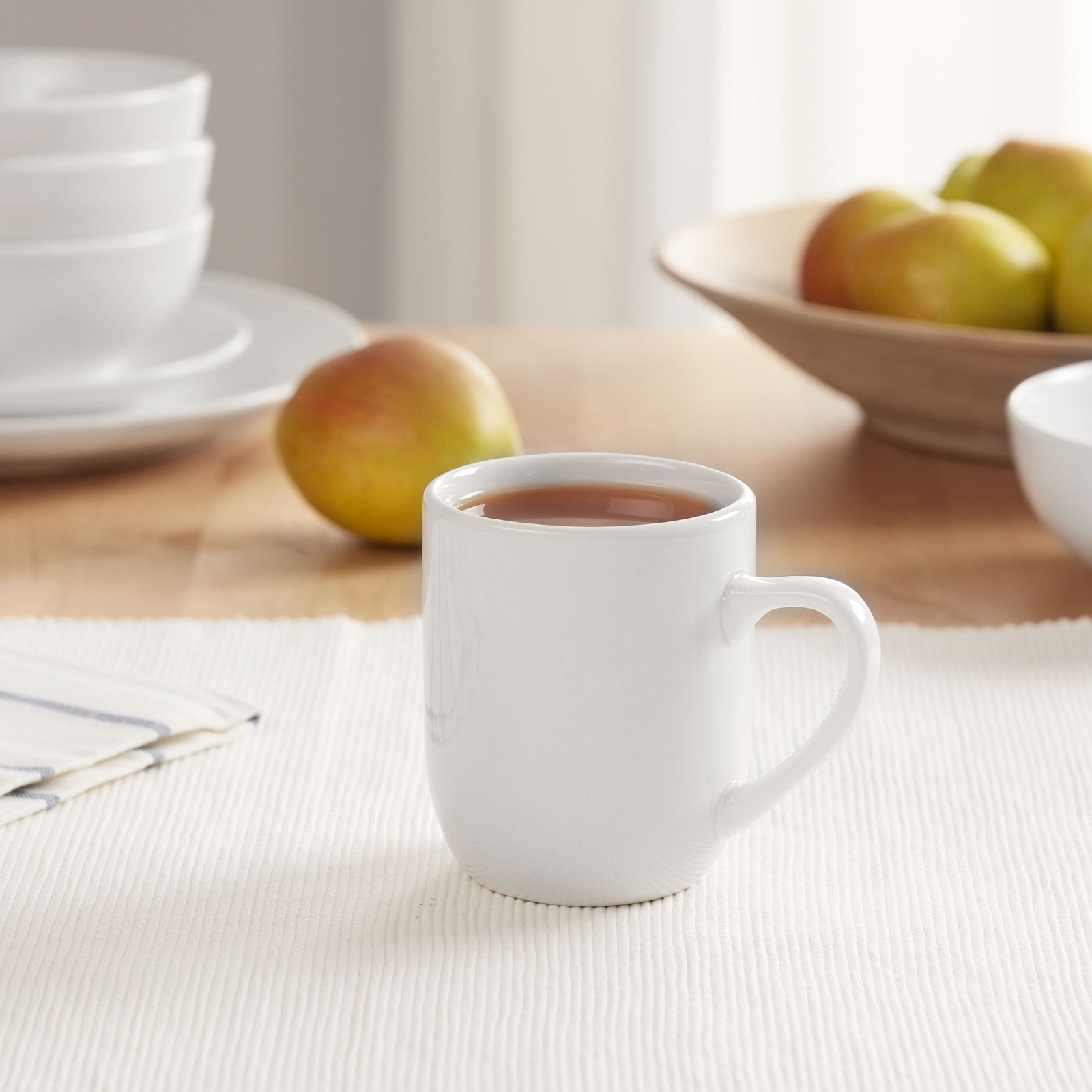 (6 pack) 12 - Ounces Glazed White Stoneware Mug