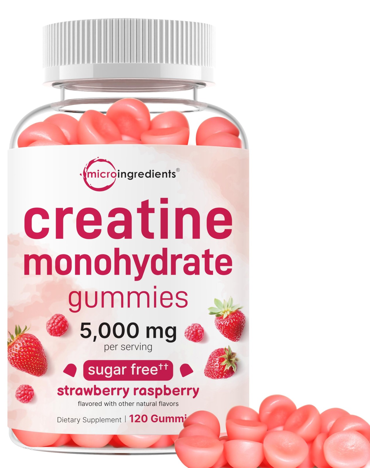 Creatine Monohydrate Gummies 5,000mg Per Serving, 120 Count | Sugar Free Stra...