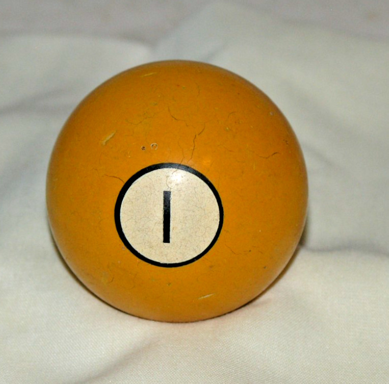 Vintage 2 1/4" Clay Billiard Pool Ball #1  in White Circle Solid Ball
