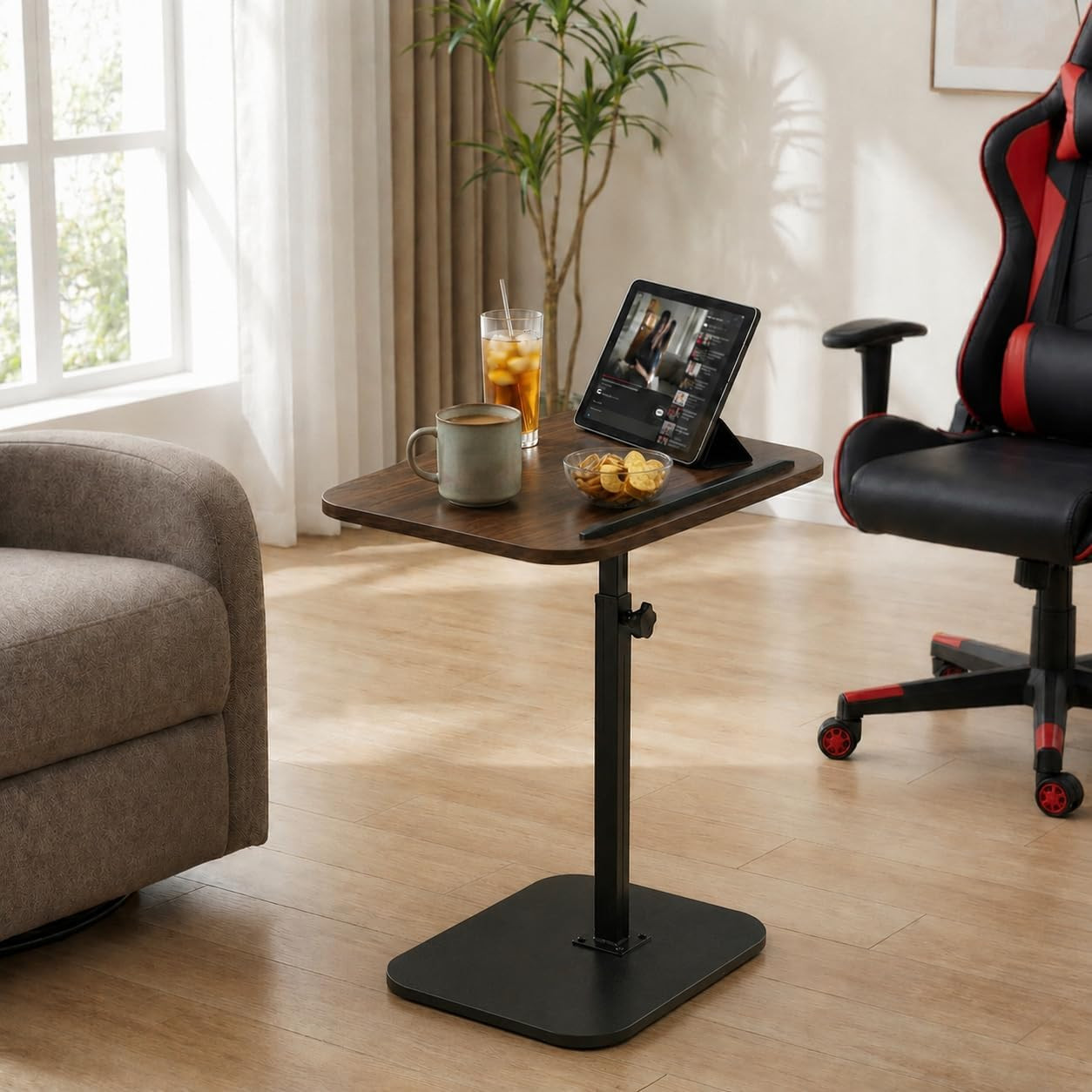 Recliner Side Table, Lightweight Adjustable TV Tray for Sofa Use | Designed for