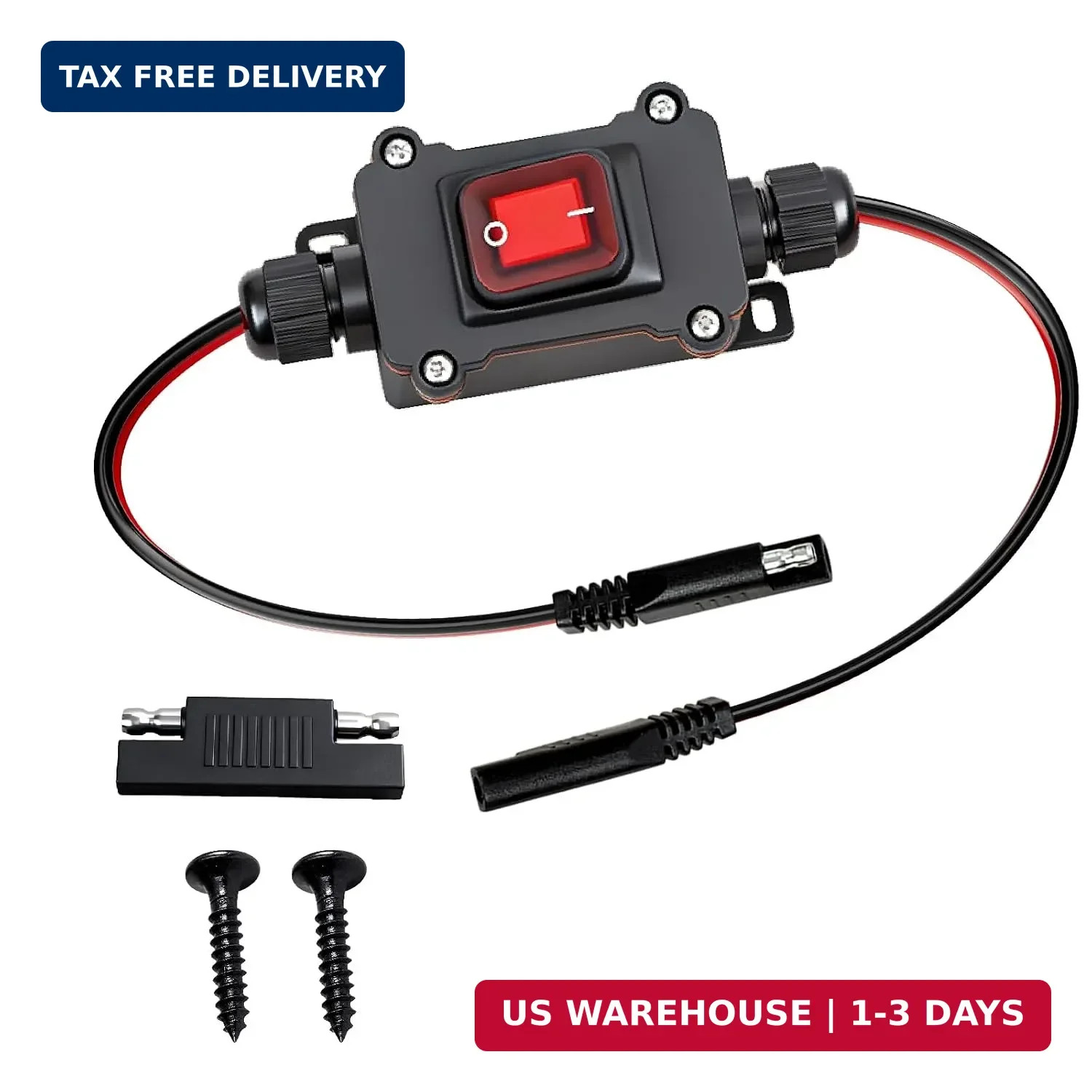 DC 12V Inline Toggle Switch, 12AWG Waterproof SAE to SAE Cable with on/Off Switc