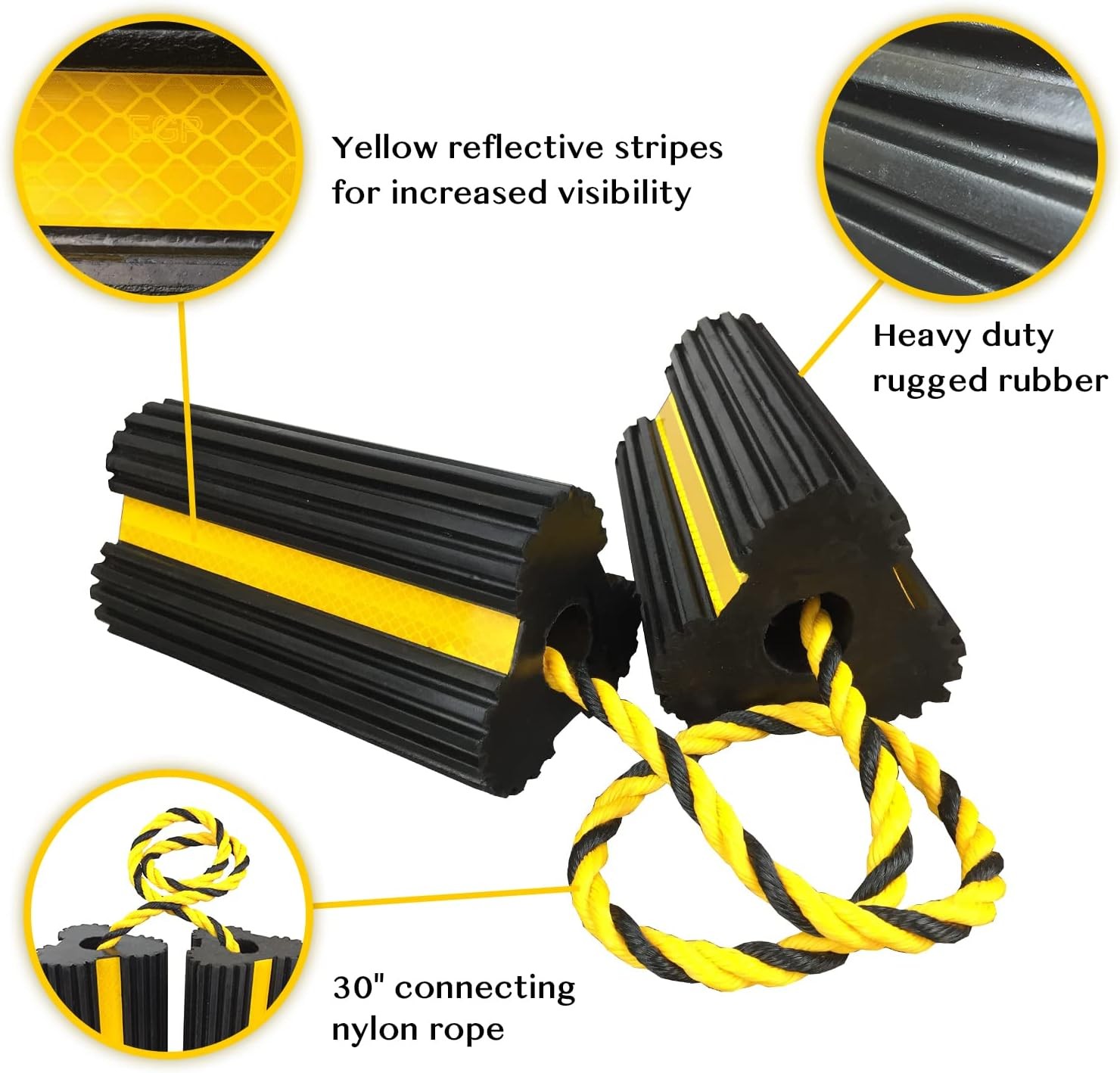 2 Pair Rubber Heavy Duty Dual Wheel Chocks Front and Back, RV Leveling 2 PAIR