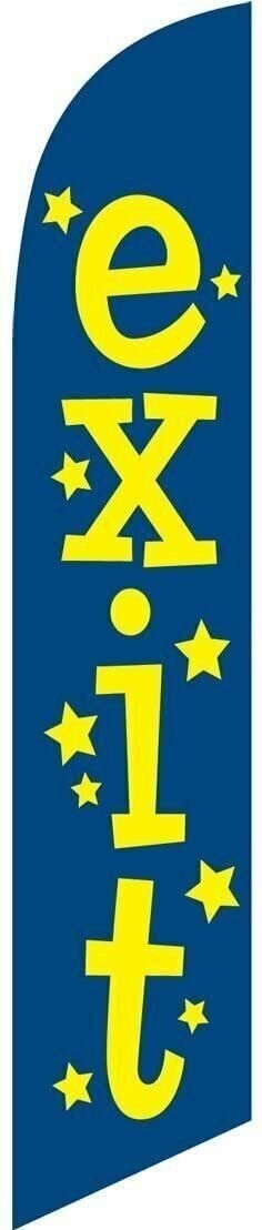 Exit Feather Banner Swooper Flag for festivals and events - NO WIND REQUIRED...