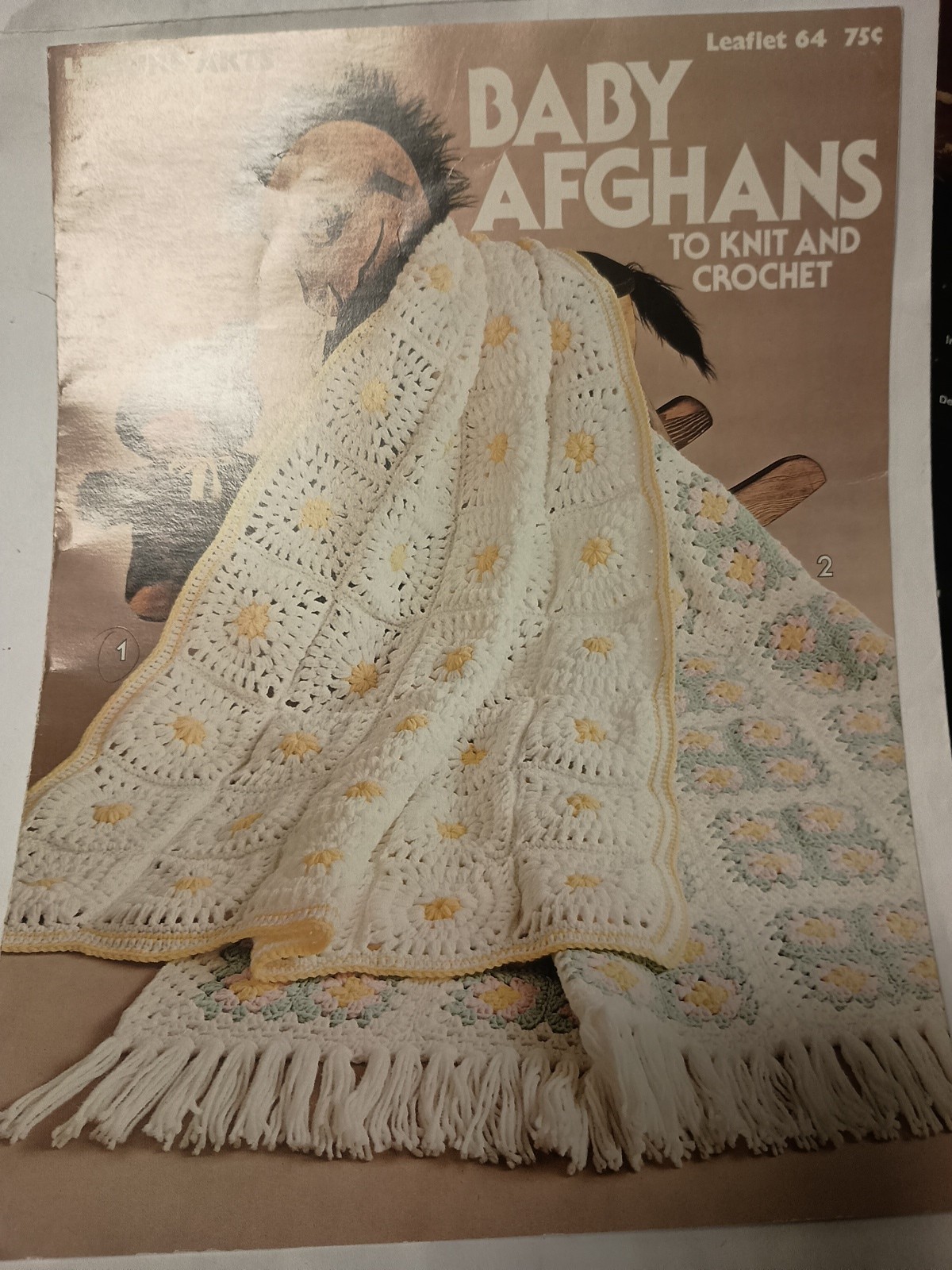 Leisure Arts Baby Afghans to Knit and Crochet Leaflet 64 1976 A62 W4