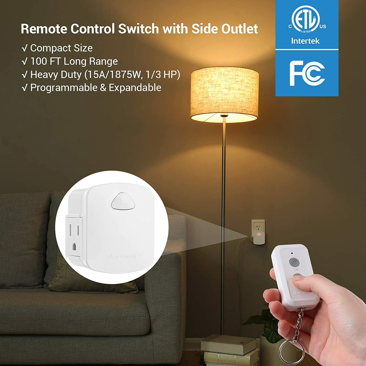 DEWENWILS Indoor Wireless Remote Controlled Outlet Plug Light Switch for Hallowe