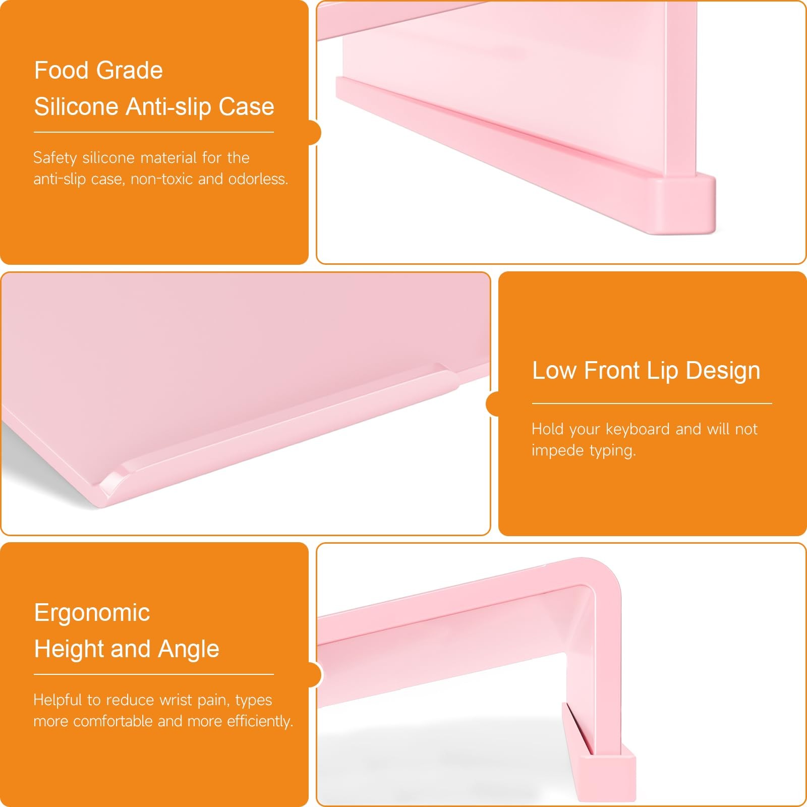 BEEGO Ergonomic Computer Keyboard Stand - Pink Acrylic Keyboard Riser Tilted ...