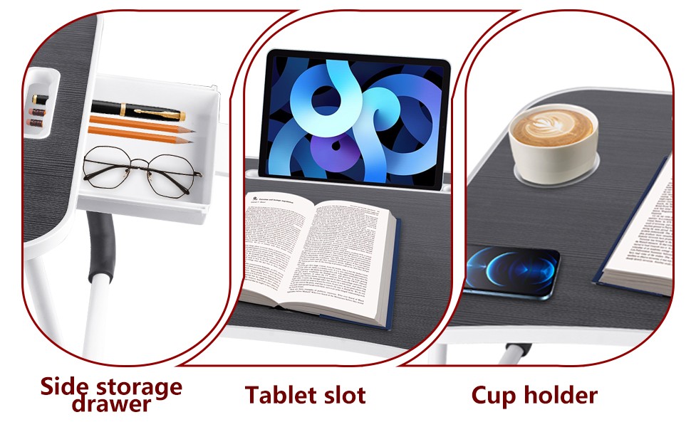 Laptop Tray Lap Desk Stand Foldable Bed Table Notebook Tray Cup Slot Adjustable