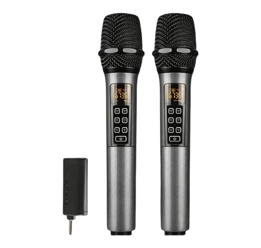 Wireless Microphone 2-in-1 Kit, Adjustable Reverb & Channel, Built-in Mixer