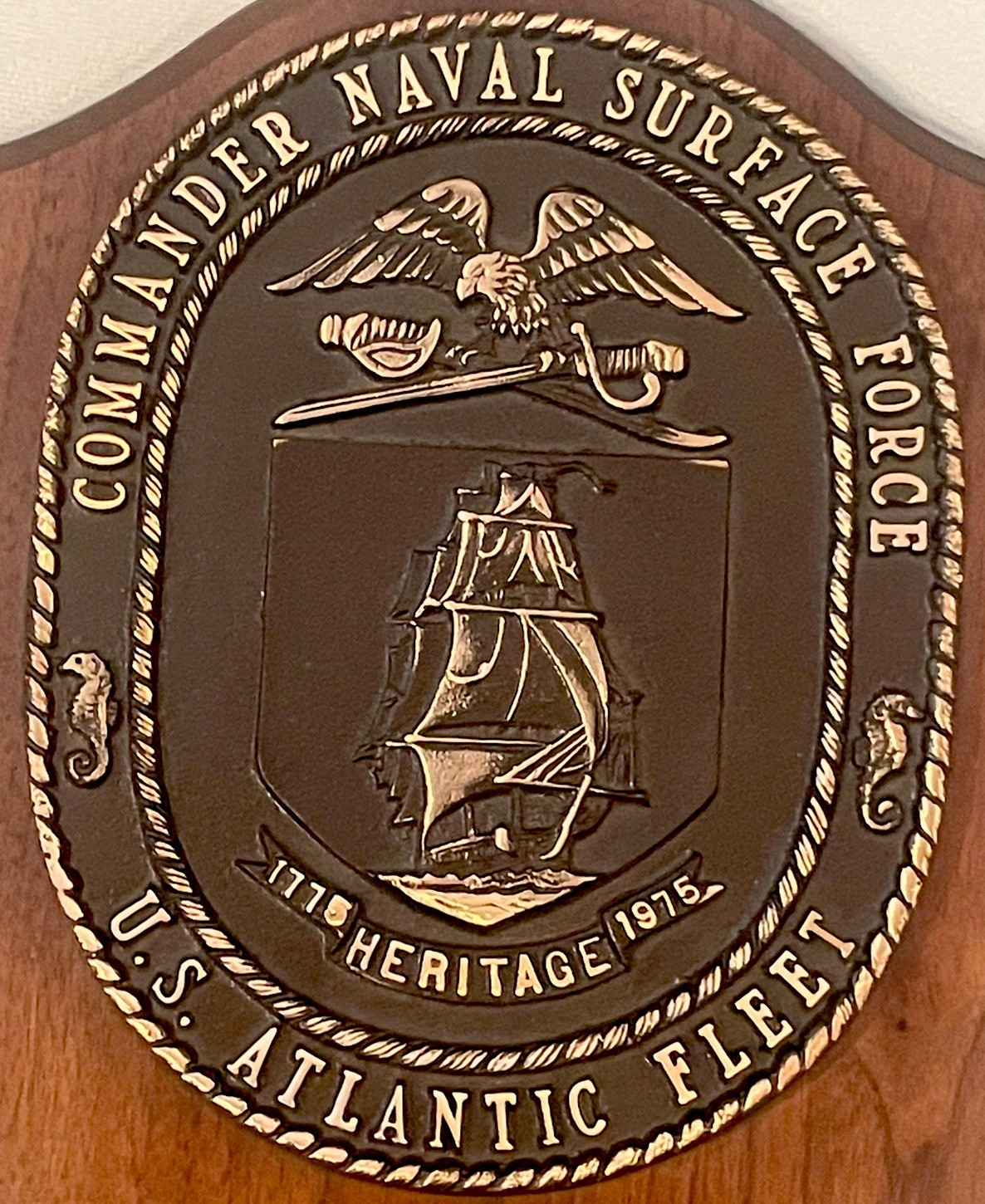 Commander Naval Surface Force U.S Atlantic Fleet Bronze Plaque 1776 1976 Navy