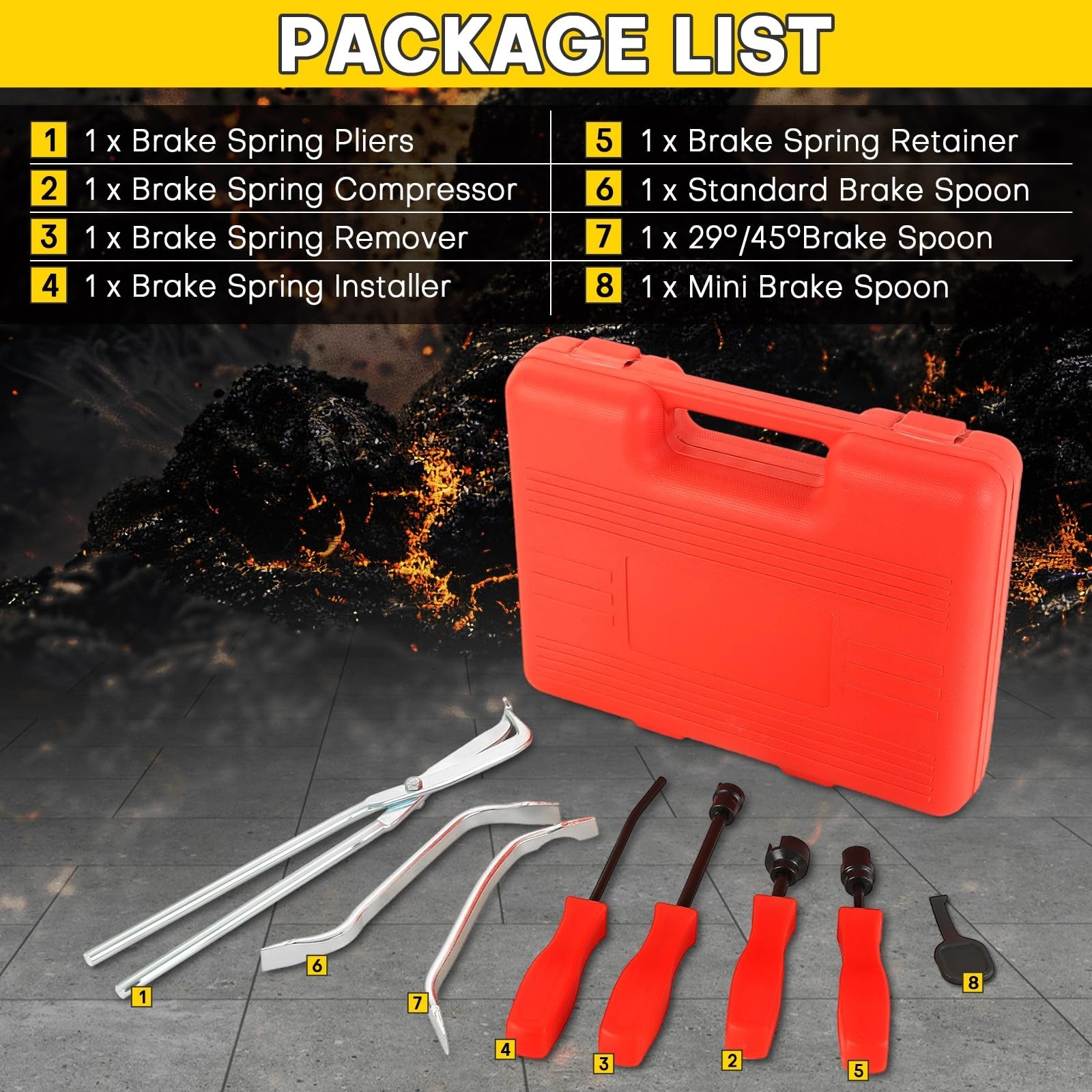 8PCS Universal Drum Brake Tool Kit | Brake Spring Compressor & Maintenance Tools