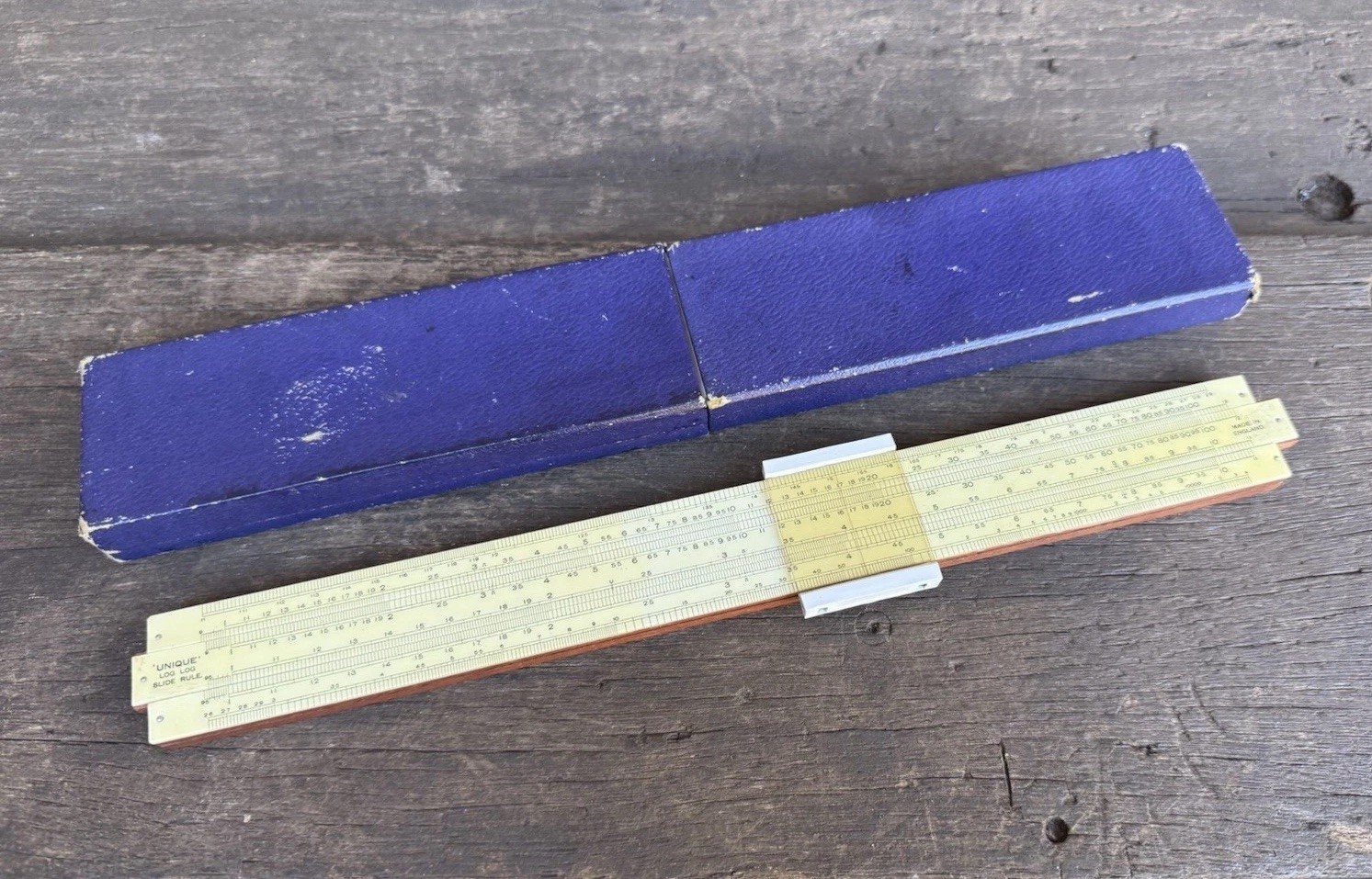 Vintage Unique Log Log Slide Sliding Rule & Case Measuring Drawing Old Tool