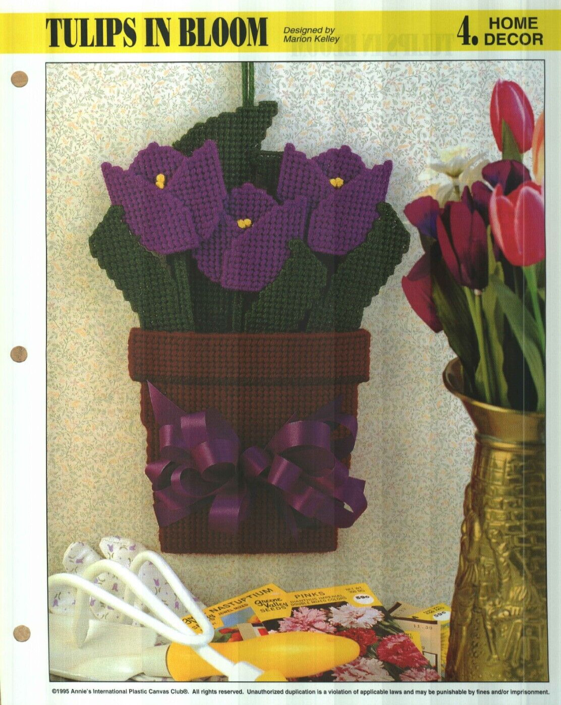 NEW TULIPS IN BLOOM FLOWERS IN POT ANNIE'S PLASTIC CANVAS PATTERN INSTRUCTIONS