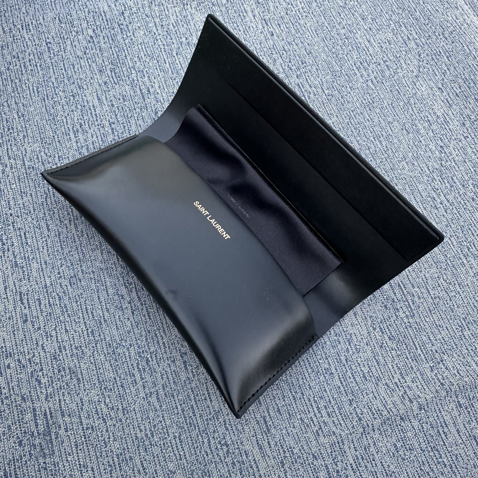 Saint Laurent Vegan Leather Eyewear Case Clutch Sunglasses Dust Cloth YSL New