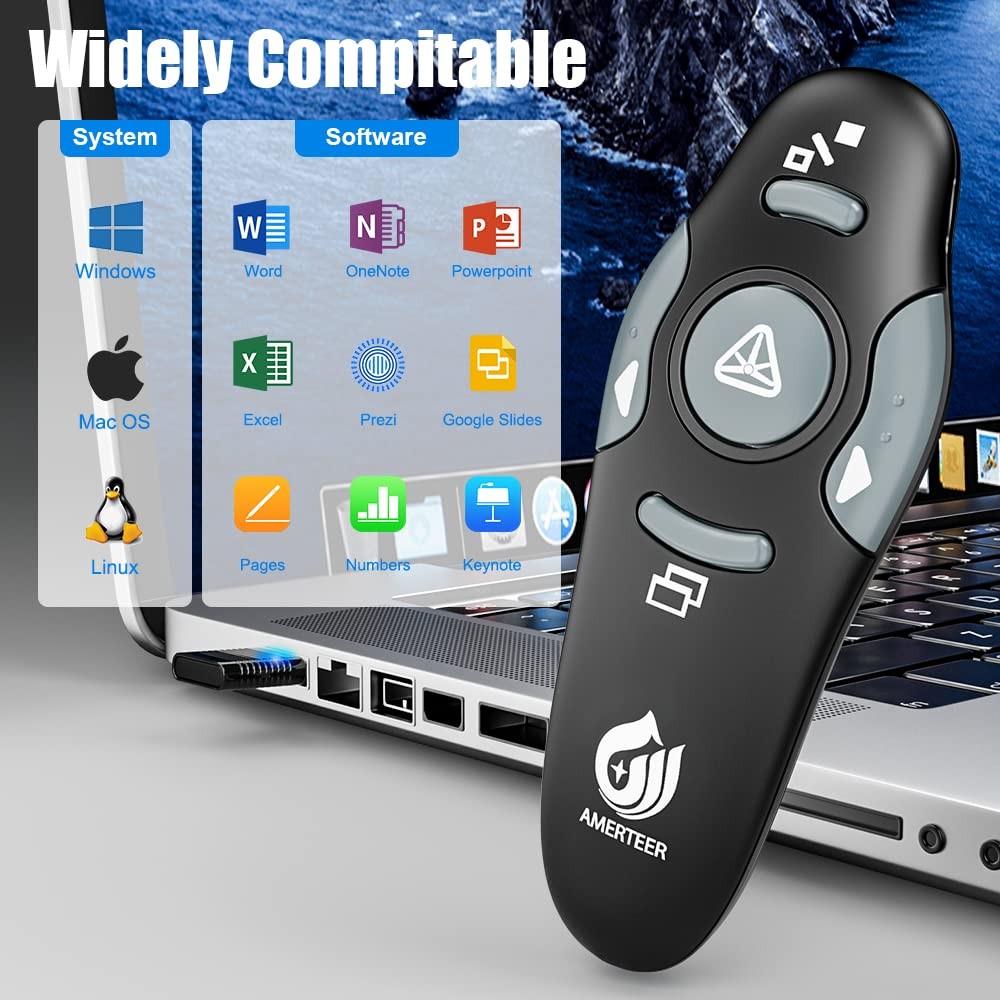 Presentation Clicker Wireless Presenter Remote Clicker for PowerPoint Present...