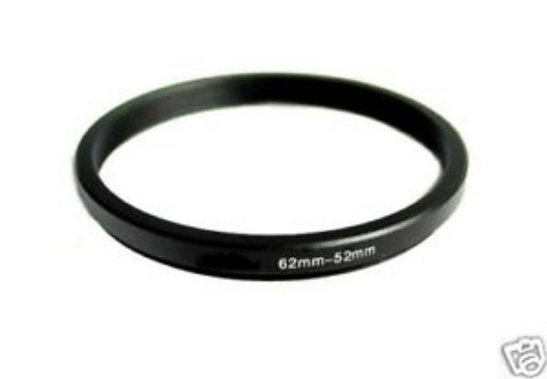 1(one) Black 62mm to 52mm 62-52mm Step Down Filter Adapter- Ring 62-52 mm