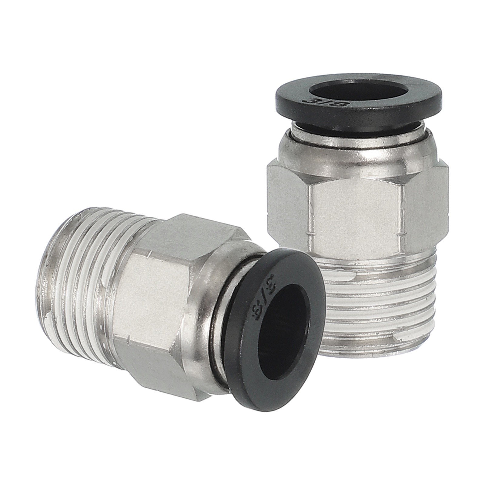2 Pcs NPT Female 3/8" Tube OD x 3/8" NPT Thread Push to Connect Fittings, Black
