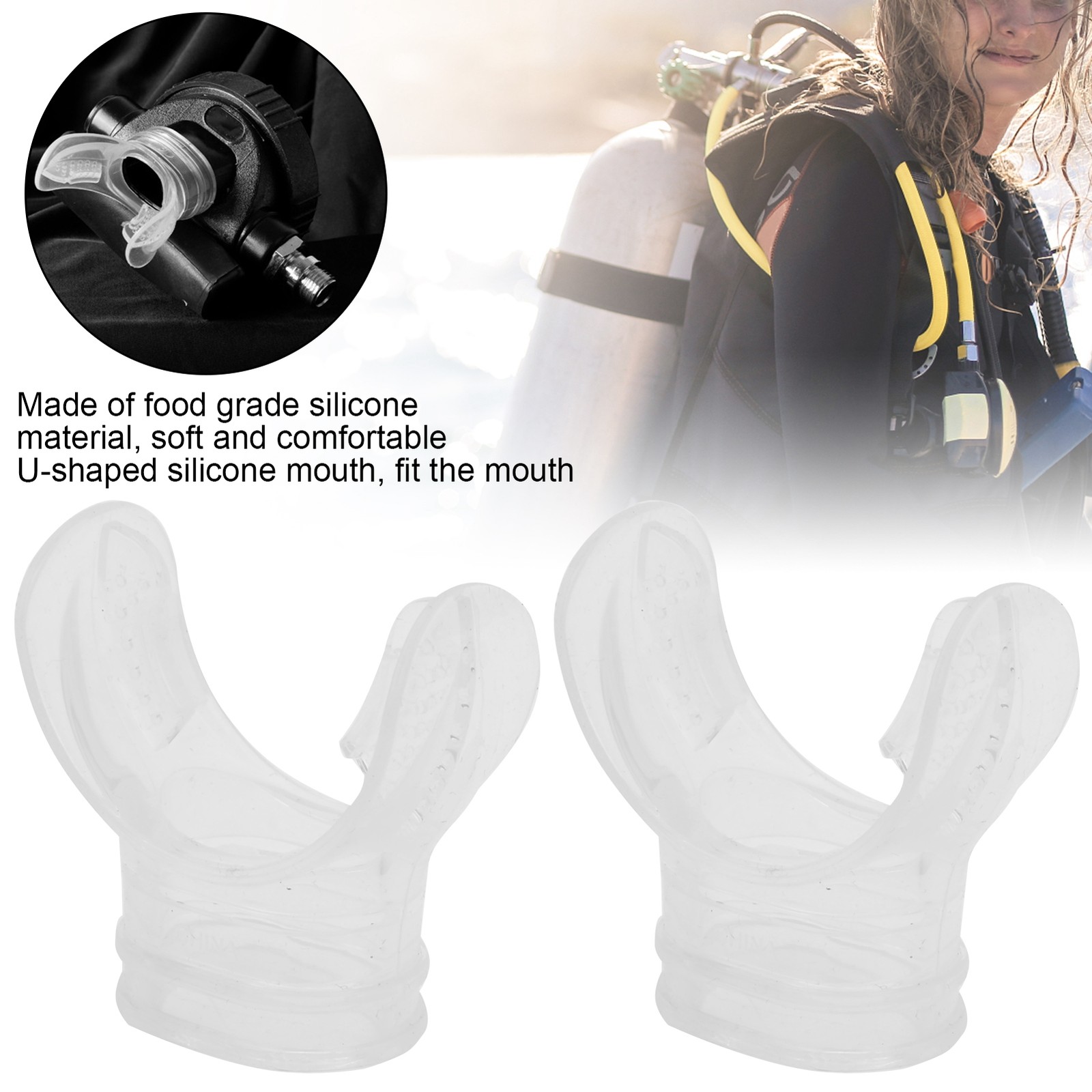 4pcs Transparent Silicone Diving Bite Mouthpiece For Deep Sea Diving Premium
