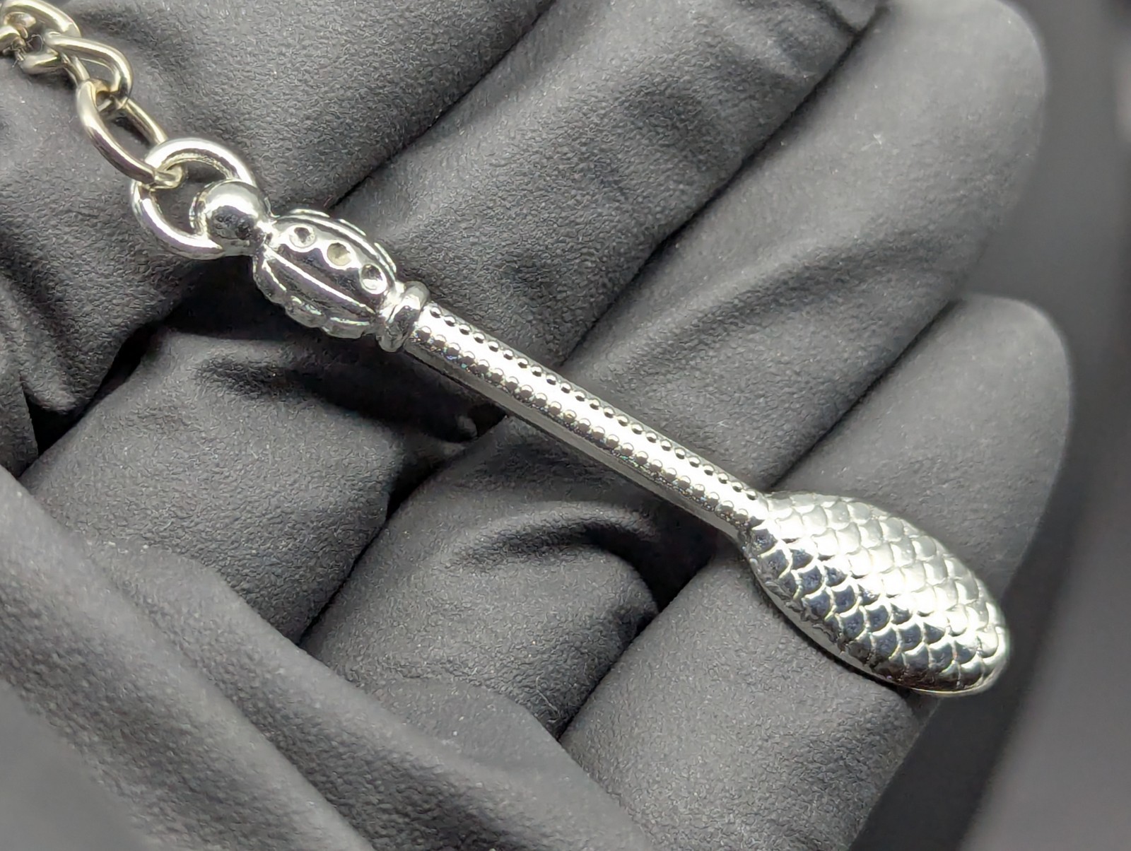 Chrome Bling Mini Party Big Bump Spoon Keychain Keyring Accessory