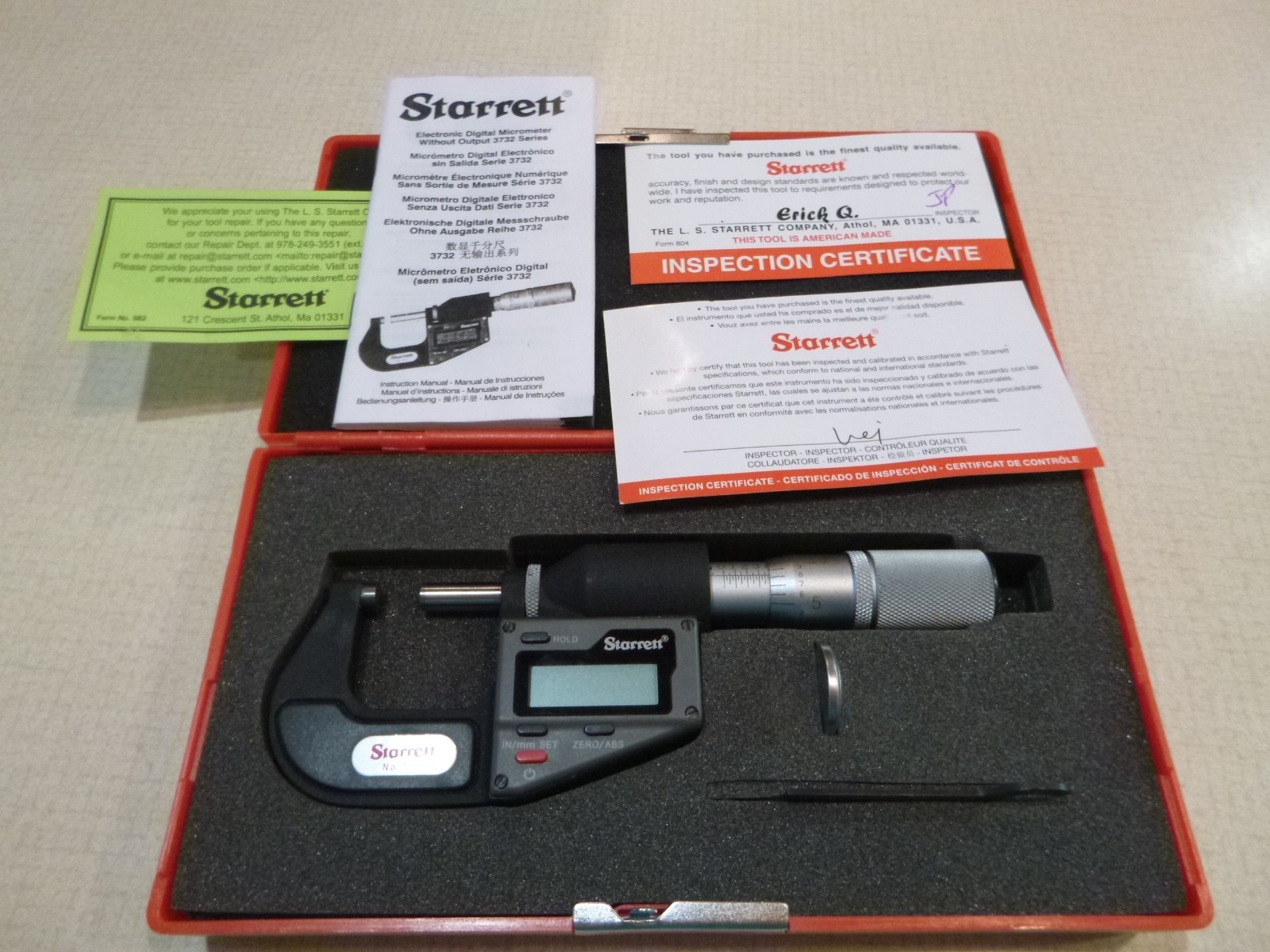 NEW STARRETT 3732 DIGITAL MICROMETER