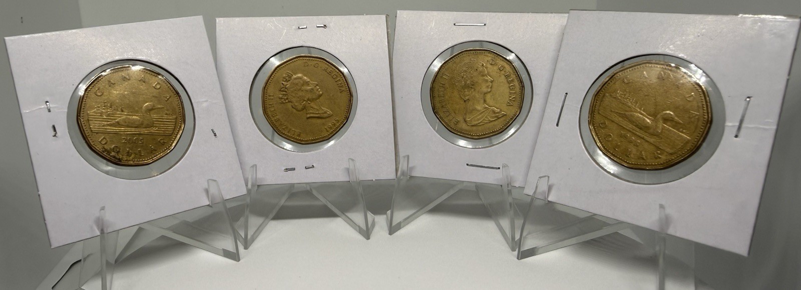 Canada $1 Dollar Coin Lot (4) Mixed Dates Voyageur Loonie Canadian Coins