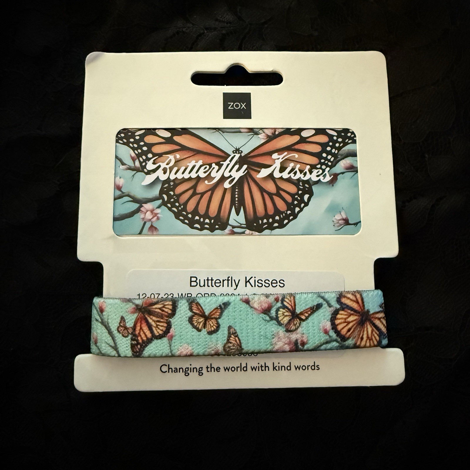 New! ZOX Single *BUTTERFLY KISSES* Sz MEDIUM/OS - Reversible Wristband with Card