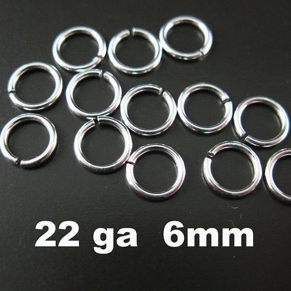 Solid Sterling Silver Open Jump Rings 22 gauge 6mm (20pcs) 925 Italy