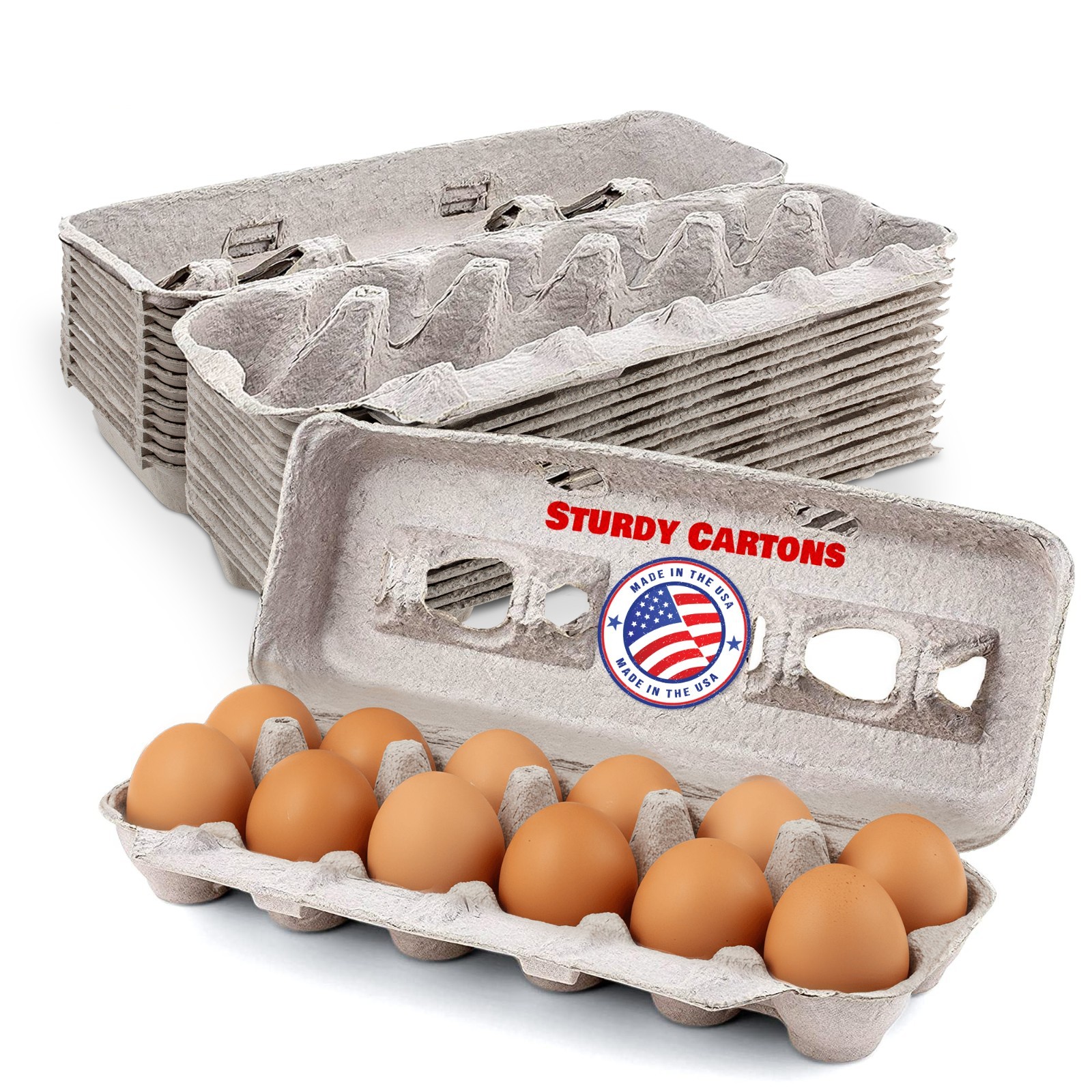 MT Products Blank Natural Pulp Paper Egg Cartons | Holds 12 Eggs - Pack of 15