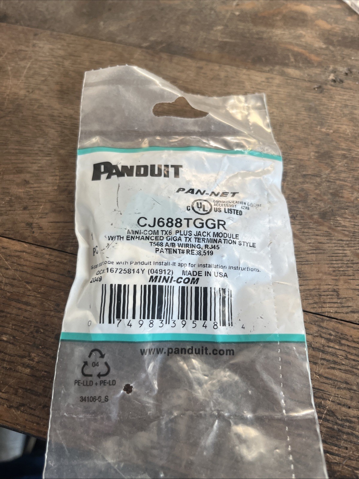 NOS PANDUIT CJ688TGGR Mini-com TX6 Plus Jack Module