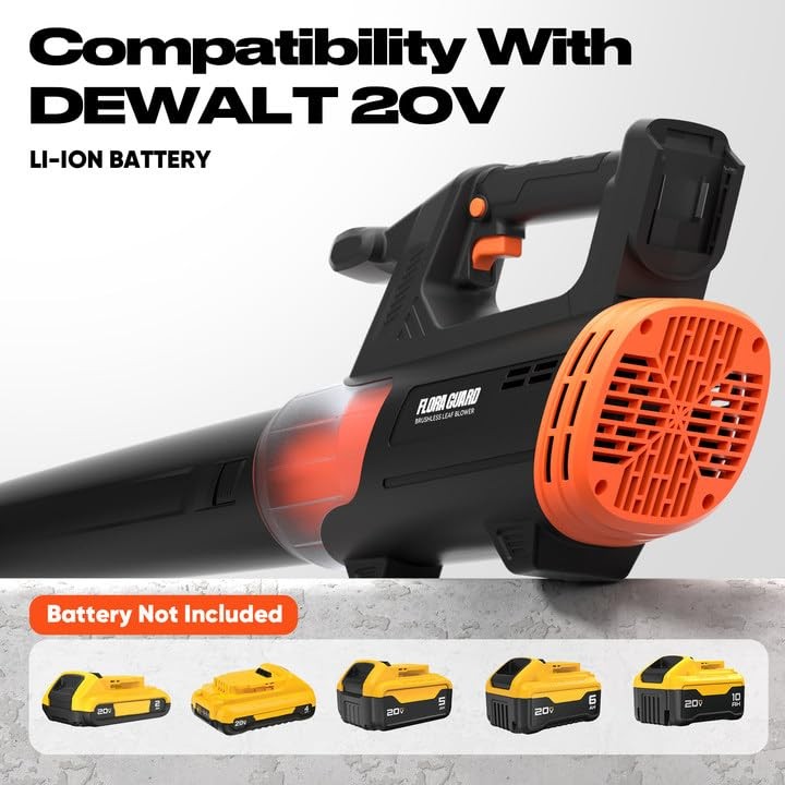 Cordless Leaf Blower Compatible with Dewalt 20V Max Battery, 600 CFM/190MPH, Bru