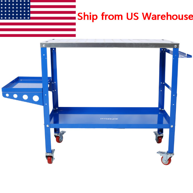 36"×18" Welding Table, 1200LBS, Lockable Wheels, 5/8" Fixture Holes