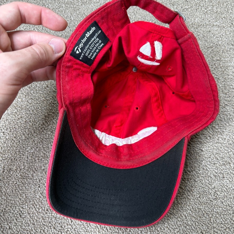 TaylorMade Golf Hat Strapback Cap Red White r7 tmax gear balls club