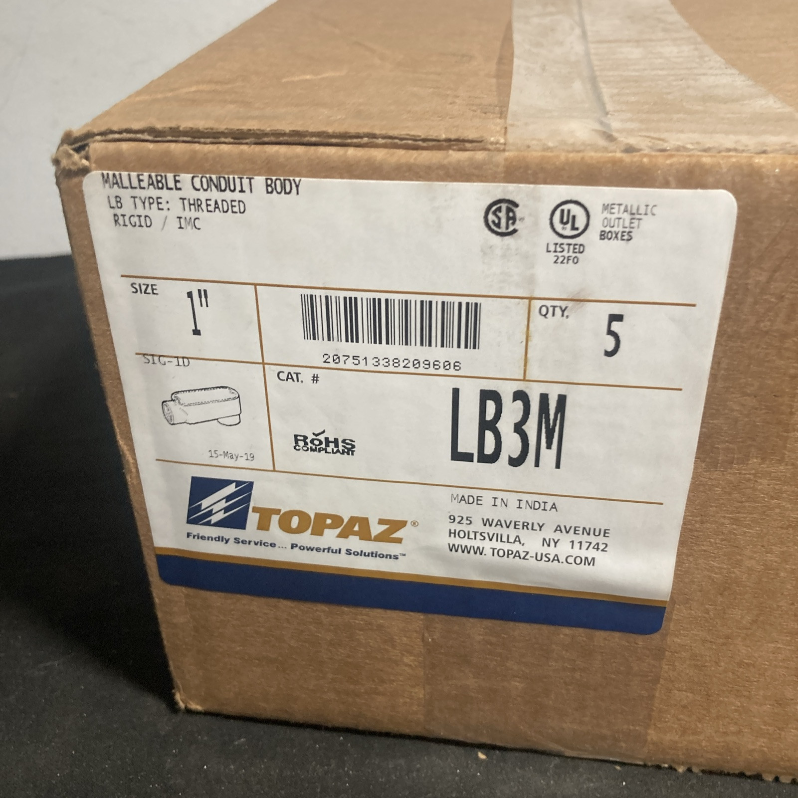 Topaz 1” LB3M 5 Pack Case