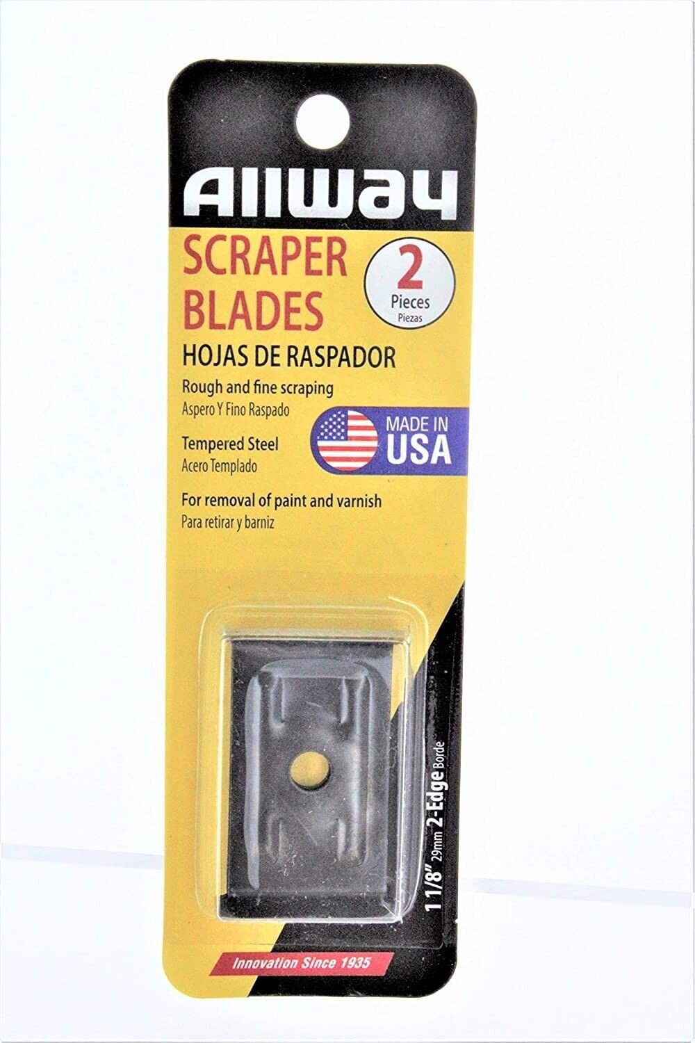 Allway 21430 1B 1-1/8" 2-Edge Scraper Blade for F1 2/Card (Pack of 2)