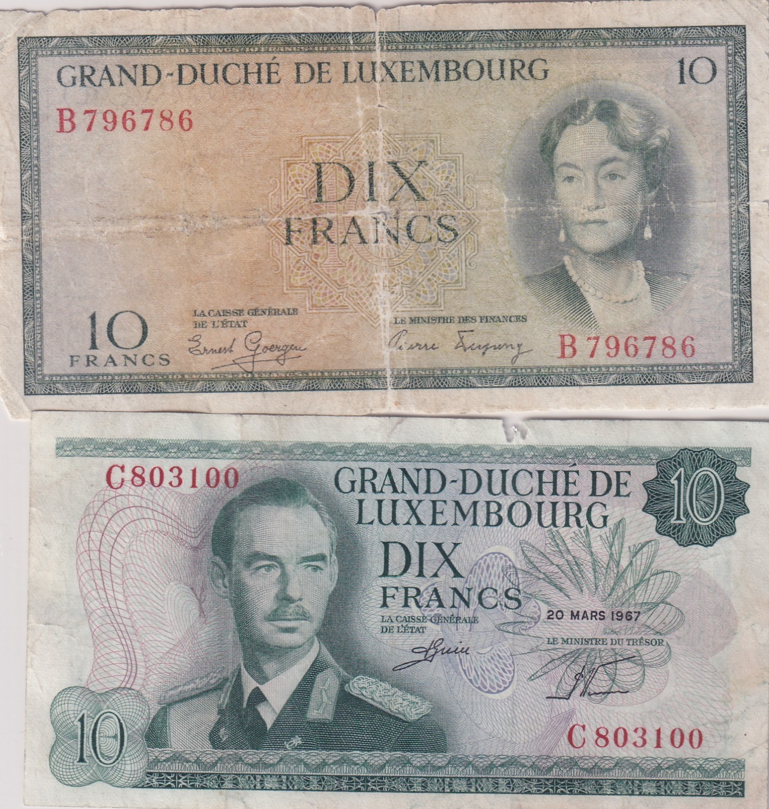 Luxemburg 2 Banknote Auction Lot F-CVF
