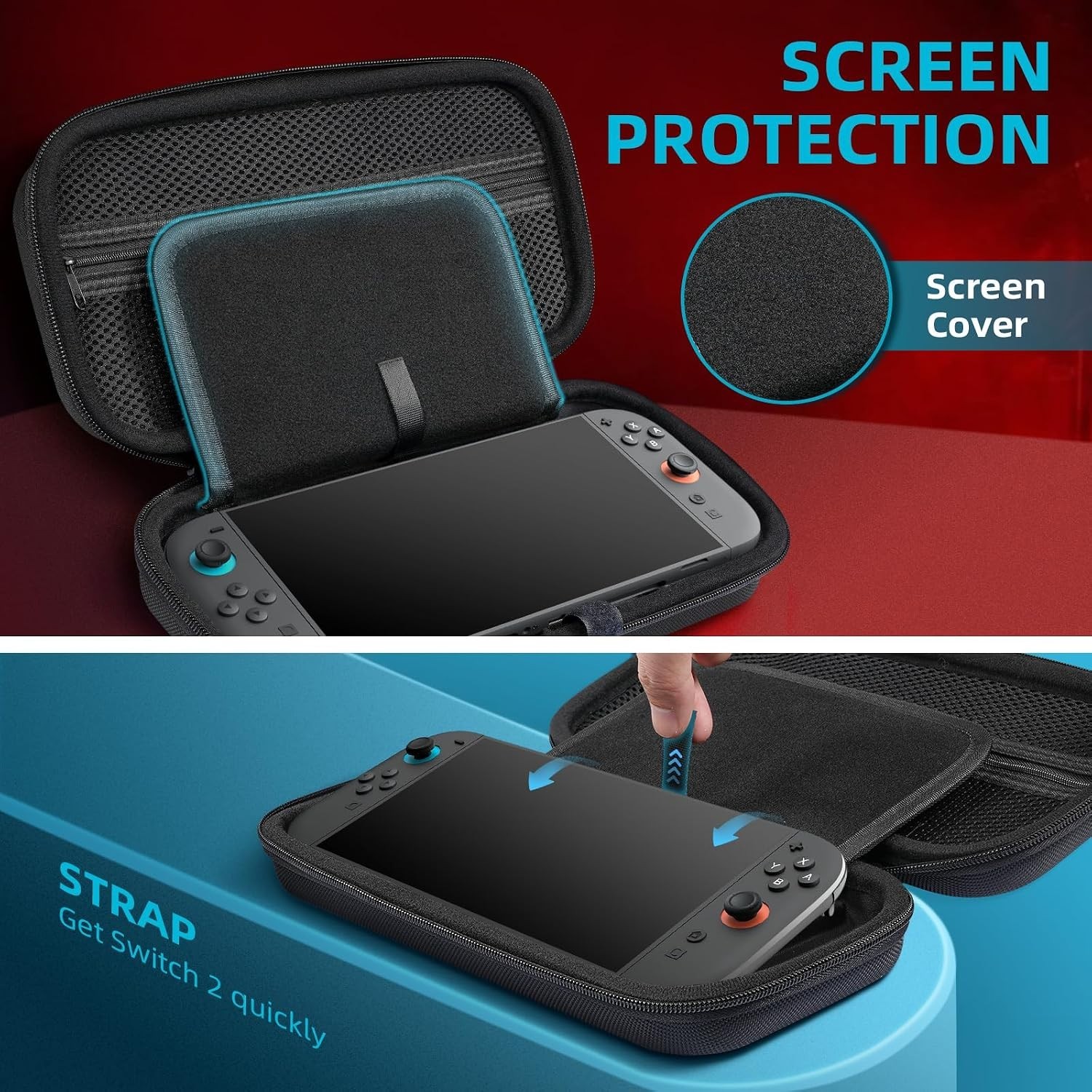 For Nintendo Switch 2 Carrying Case Bag Large Capacity Protective Hard Shell