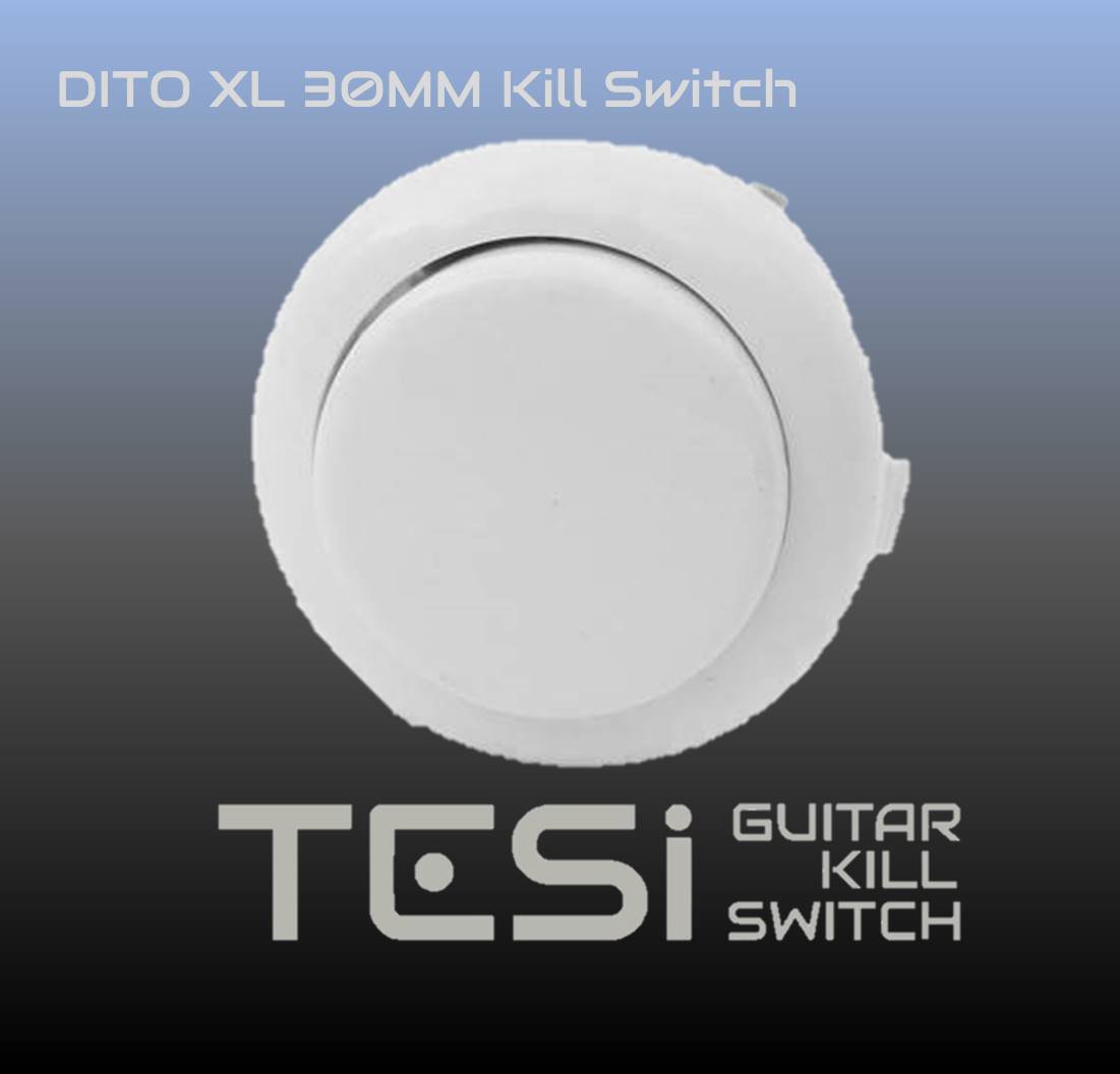 Tesi DITO XL Snap In 30MM Momentary Arcade Push Button Guitar Kill Switch White