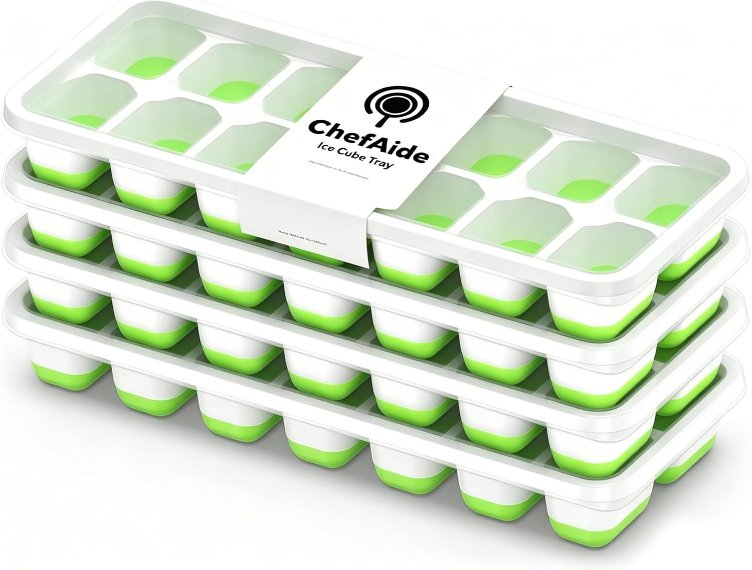 4‑Pack Ice Cube Trays with Lids, 56‑Cube Total Stackable Freezer Ice Trays