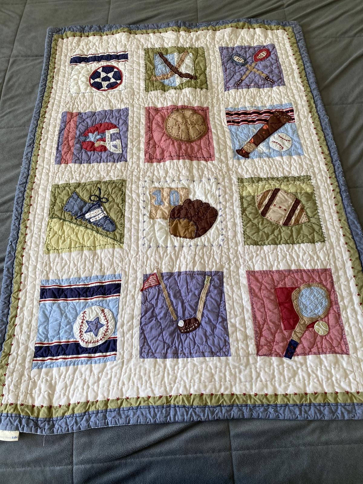 Sports-Themed Quilted Baby Blanket