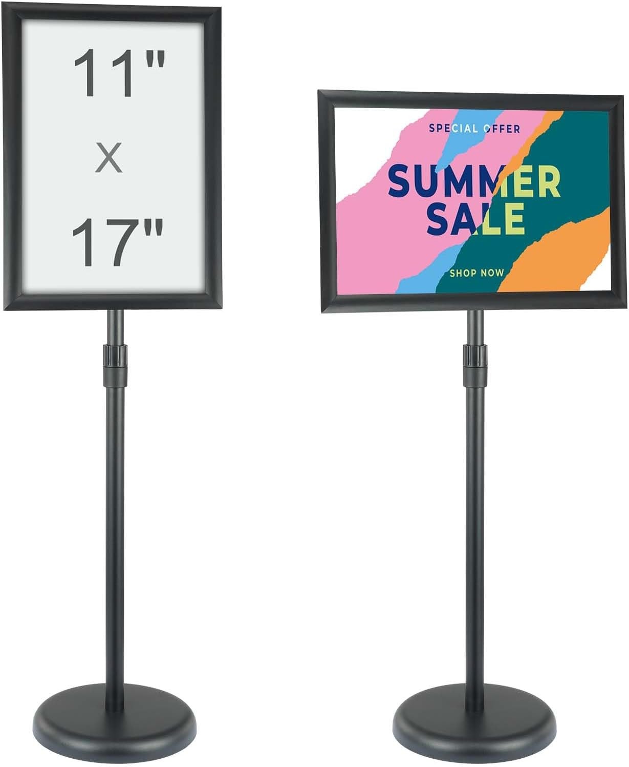 11x17 inch Poster Stand Adjustable Sign Holder with Round Base Floor Display