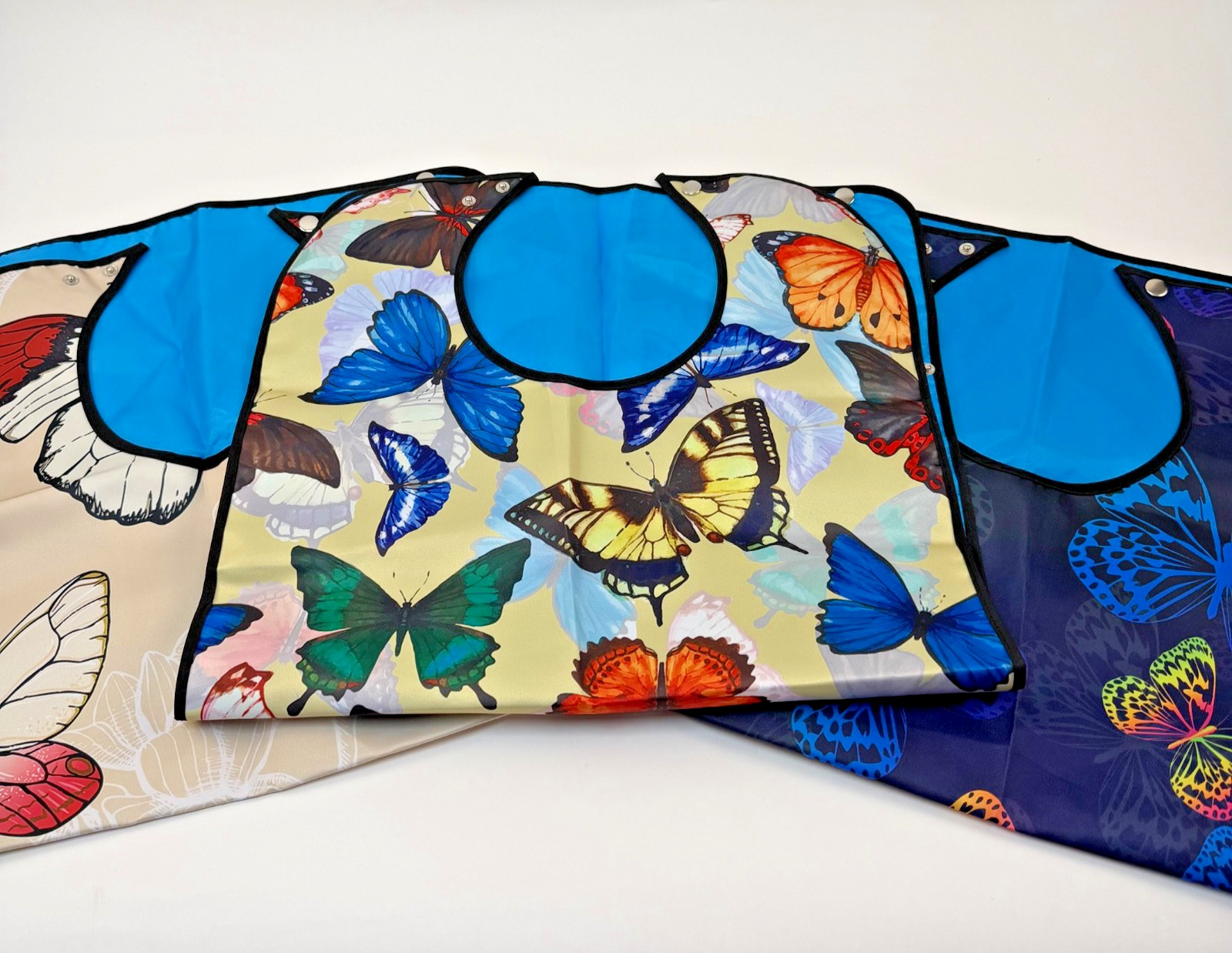 Beautiful Butterfly 3Pack Adult Bibs Waterproof & Easy-Clean Clothing Protectors